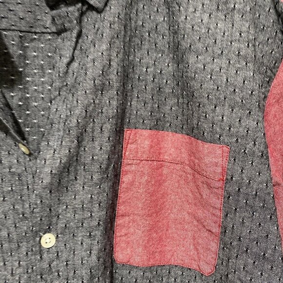 Frank & Oak Men's Button Up Shirt Textured XXL Gray Red - Picture 3 of 12